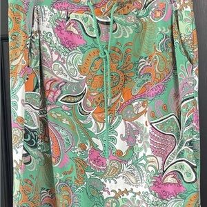 ESQUALO A-Line Skirt - Green, Pink, Orange Paisley, Lined… NEW 🆕 no tags 🏷️
